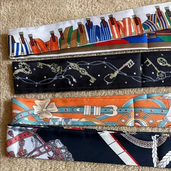 Colorful Silk Twilly Scarves Set of 4 - Picture 7 of 8